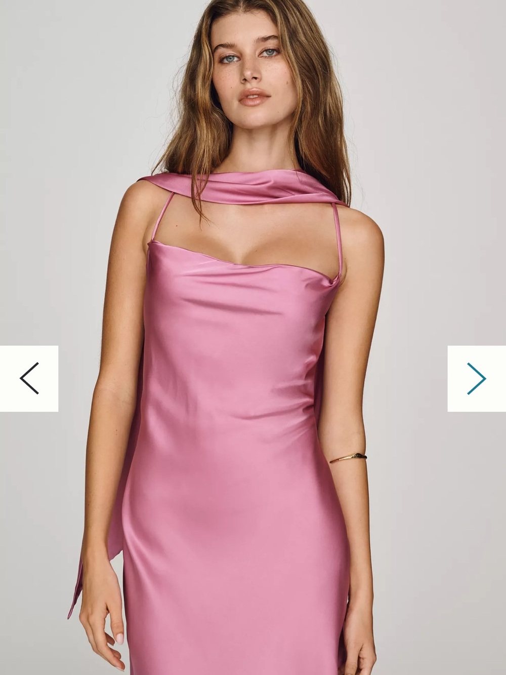 Maeve Pink Midi Slip Dress with Draped Scarf